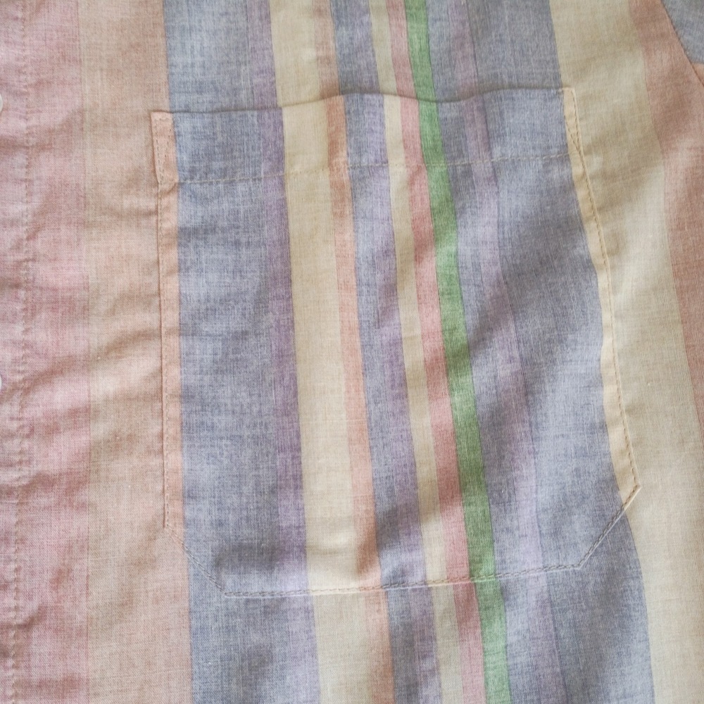 Vtg Fulton Street Button Up Mens M Short Sleeved Pastel Stripes 90s, NWOT - Picture 11 of 11